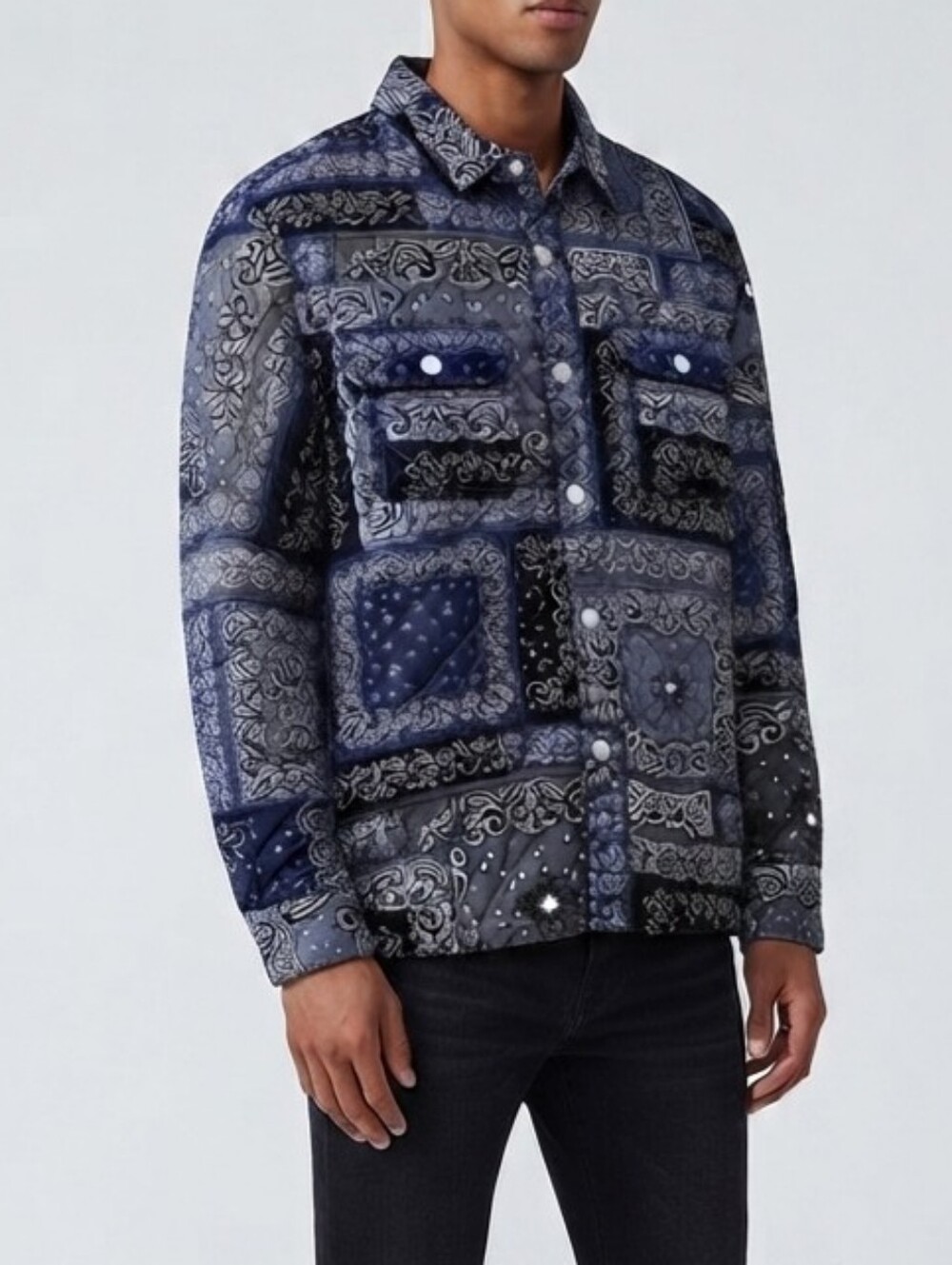 Pacsun Paisley Print Quilted Snap Button Jacket See Measurements